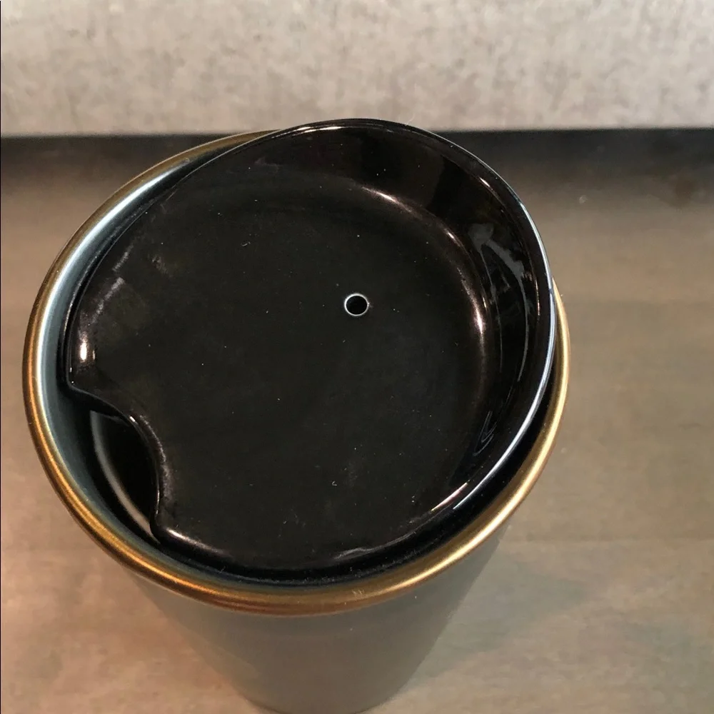 2105 Starbucks Matte Black & Gold Accent Ceramic Travel Tumbler